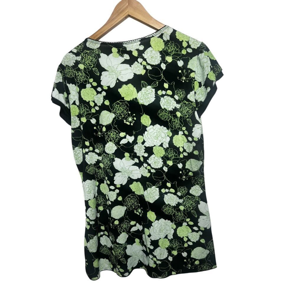 Vintage Y2K Perception Green Floral Mesh Surplice Top Women's 2X Fairycore - Picture 3 of 8